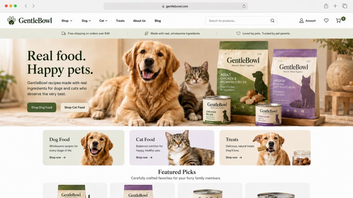 The GentleBowl pet food storefront