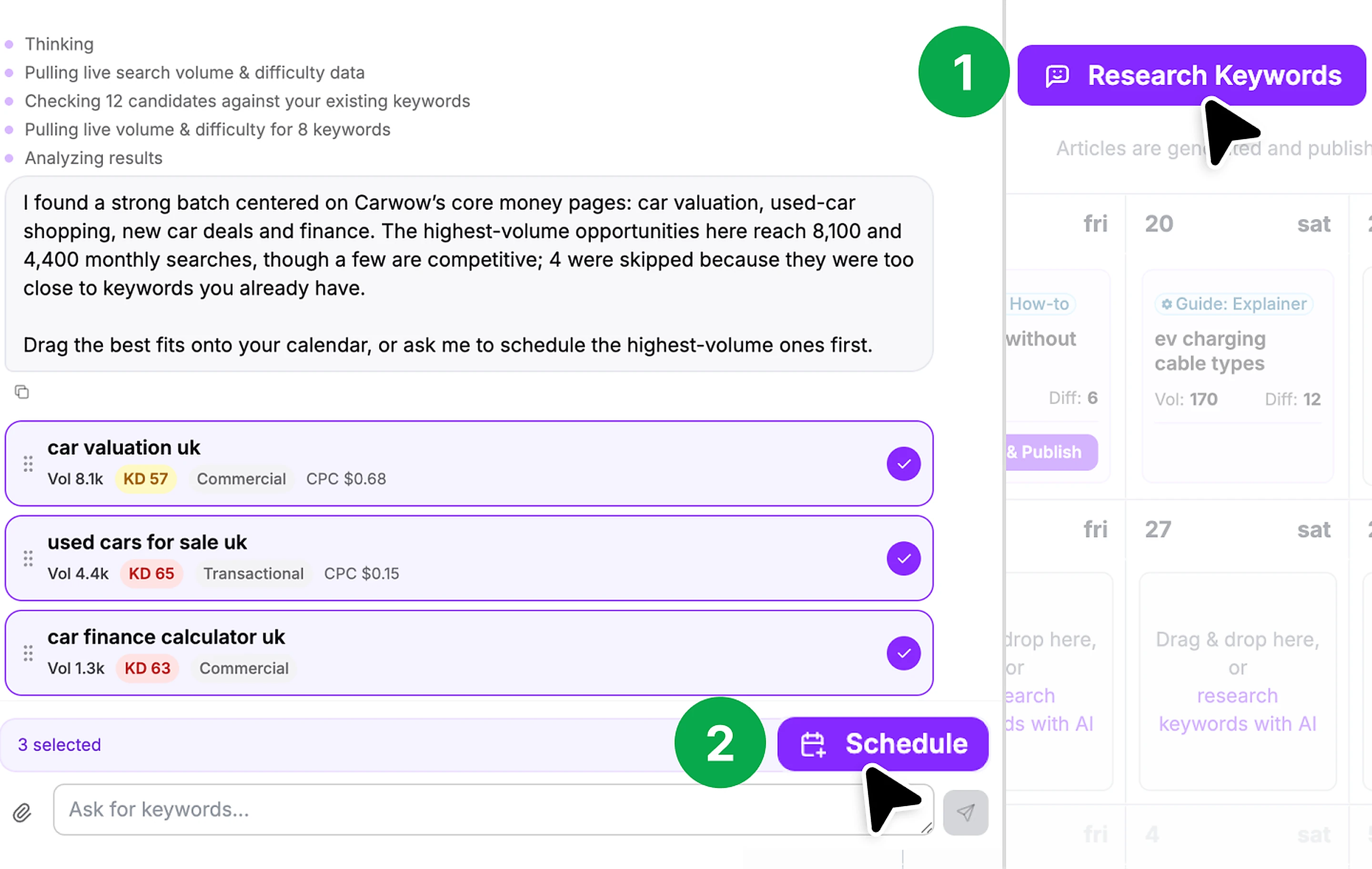 Research keywords in chat